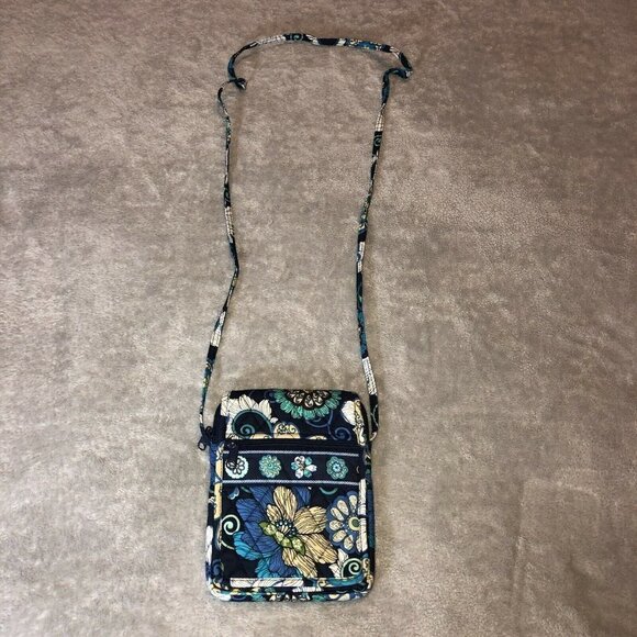 Vera Bradley MOD FLORAL Blue Pattern Purse Crossbody Bag Wrap Around Zip - Picture 3 of 10